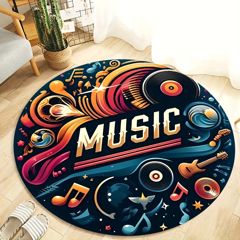Commercial Vinyl Printing Machine - Karpet Bulat Motif Piringan Hitam Musik