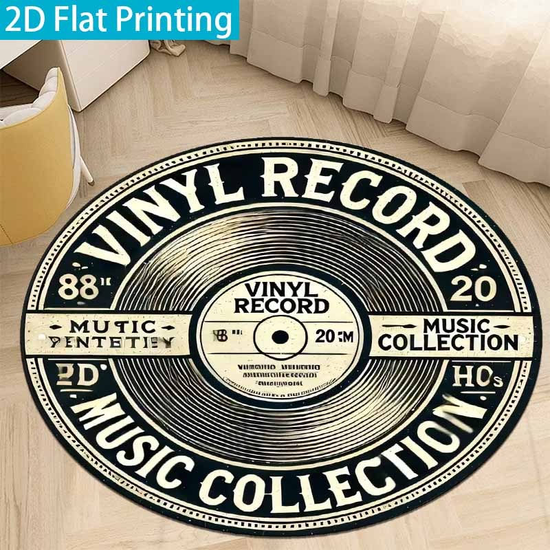 Commercial Vinyl Printing Machine - Karpet Bulat Vinyl Hitam Beige Vintage